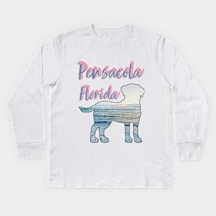 Pensacola Vintage Front Design Kids Long Sleeve T-Shirt